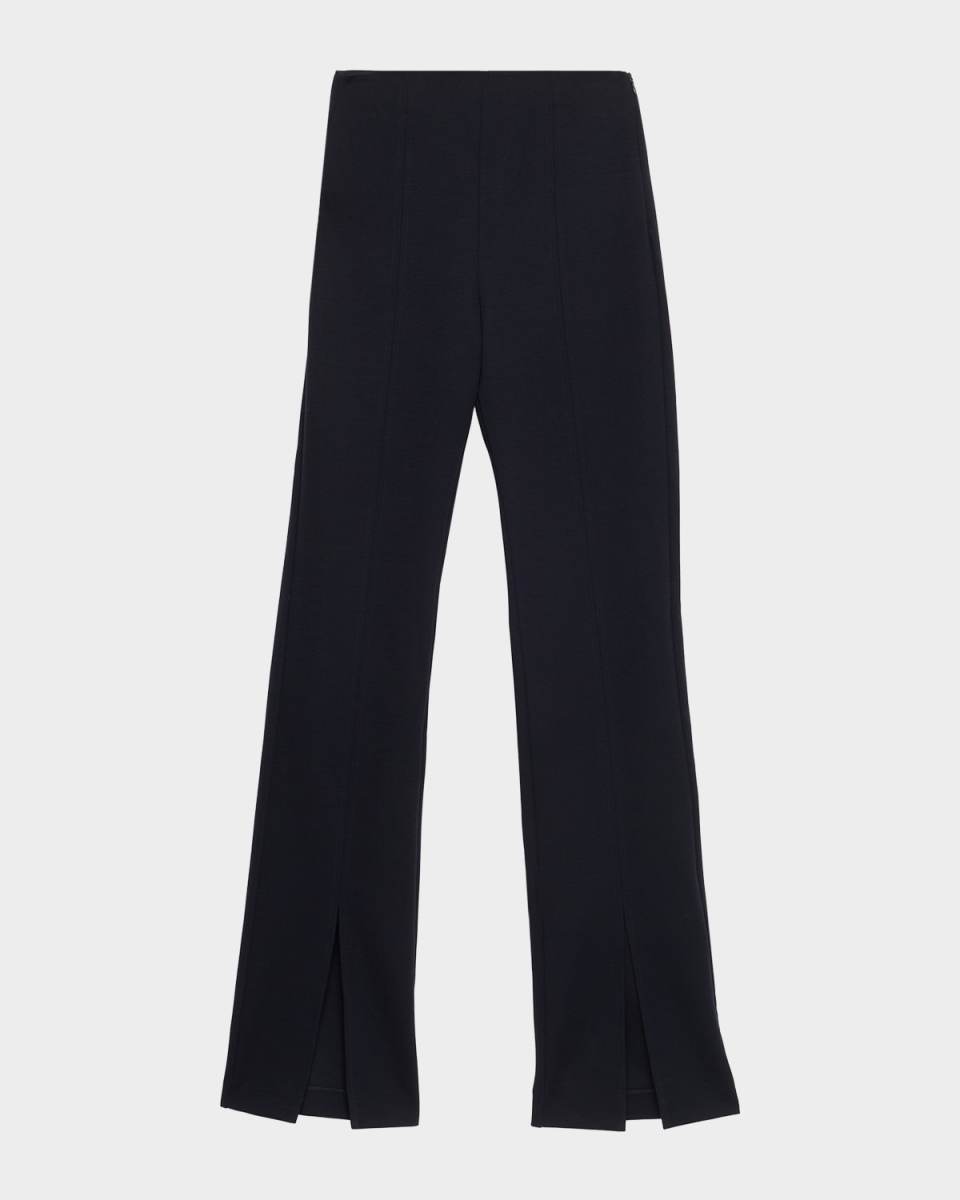 Nebbia Slit-Hem Straight-Leg Wool Pants